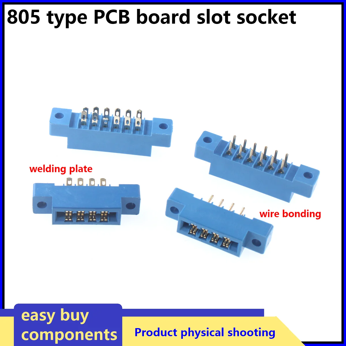 2/1pcs Flange 805 Card Edge Connector 3.96 mm Pitch 8 12 16 20 24 30 36 44 56 72 Pin PCB Gold Finger Board Slot Wire Solder Type