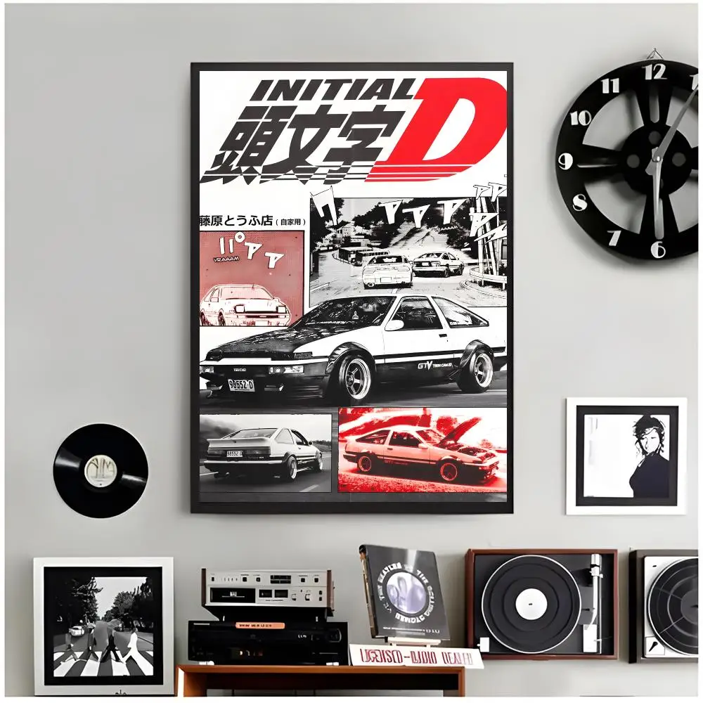 anime racing I-Initial D Poster Modern Wall Art Home Decor Living Room Decorative Print Unframed