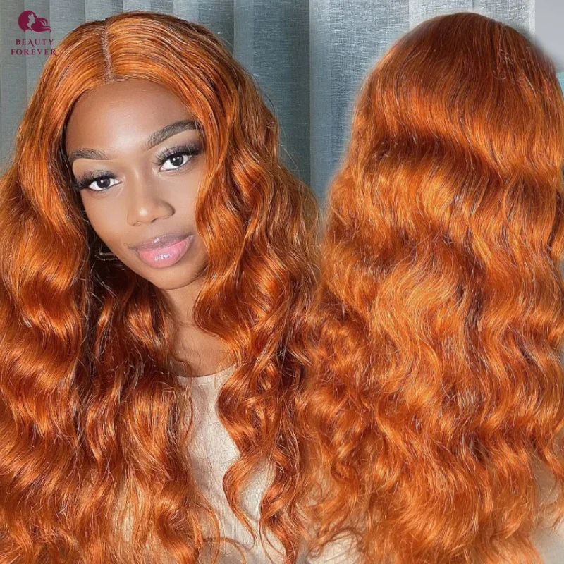 

Beautyforever Bye Bye Knots 2.0 Ginger Color Lace Front Human Hair Wig Body Wave Pre Cut Transparent Lace Glueless Wig Smart Cap