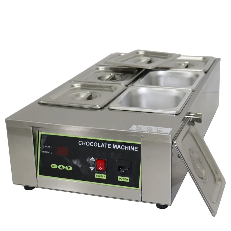 Electric Chocolate Melting Pot,6 Tank with Food Grade Stainless Steel with Teflon Non-Stick Coating, for Baking Tempering