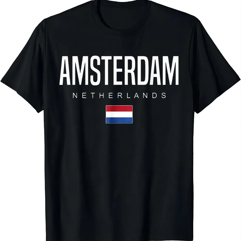 Amsterdam Netherlands T-Shirt Streetwear Clothing Custom Printed Graphic T Shirts Vintage T Shirt Camisas Streetwear