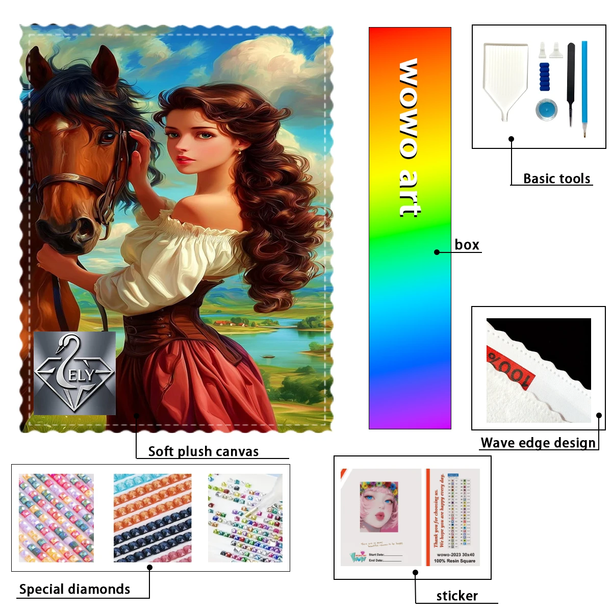 

【Ely_ Diamond Art】Girl taming a horse Crystal AB Rhinestone FD Rhinestone Perfect Resin Diamond