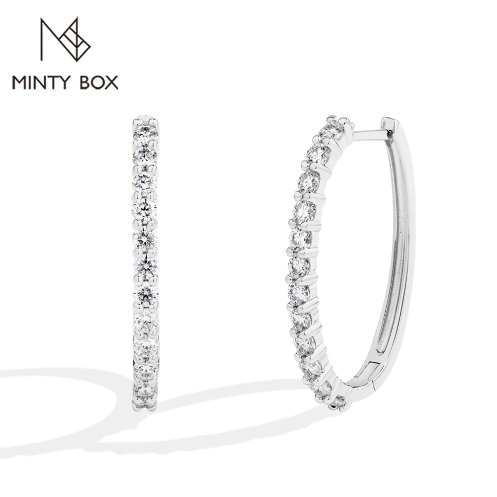 

MINTYBOX S925 Sterling Silver Hoop Moissanite Stud Earrings for Women 1.44ct Lab Diamond Earring Luxury Fine Jewelry Gift