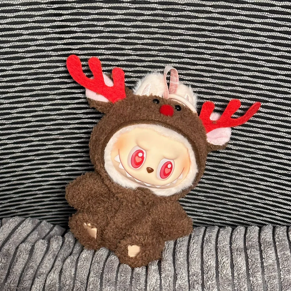 

For V1 V2 15-17cm Labubu Doll Christmas Outfit Set Hat Cloak Shoes Glasses Cute Plush Doll Clothes Accessories DIY Gift