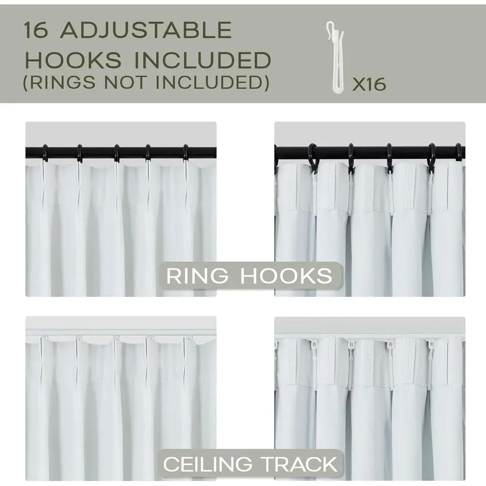 Cortinas blackout de linho com pregas brancas, 42 x 102 polegadas