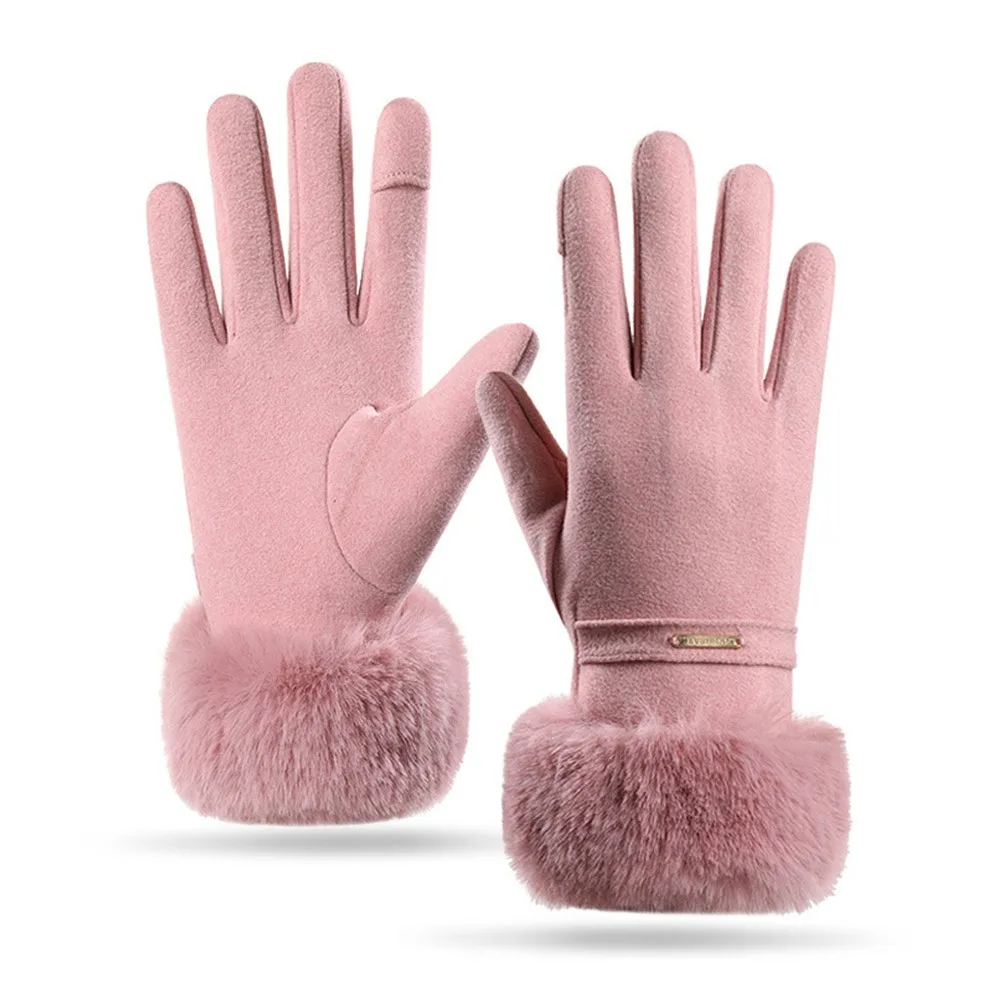 Cute Soft Fleece Lined Winter Warm Gloves Waterproof Windproof Cold-proof Gloves Keep Warm Touch Screen Gloves Gifts