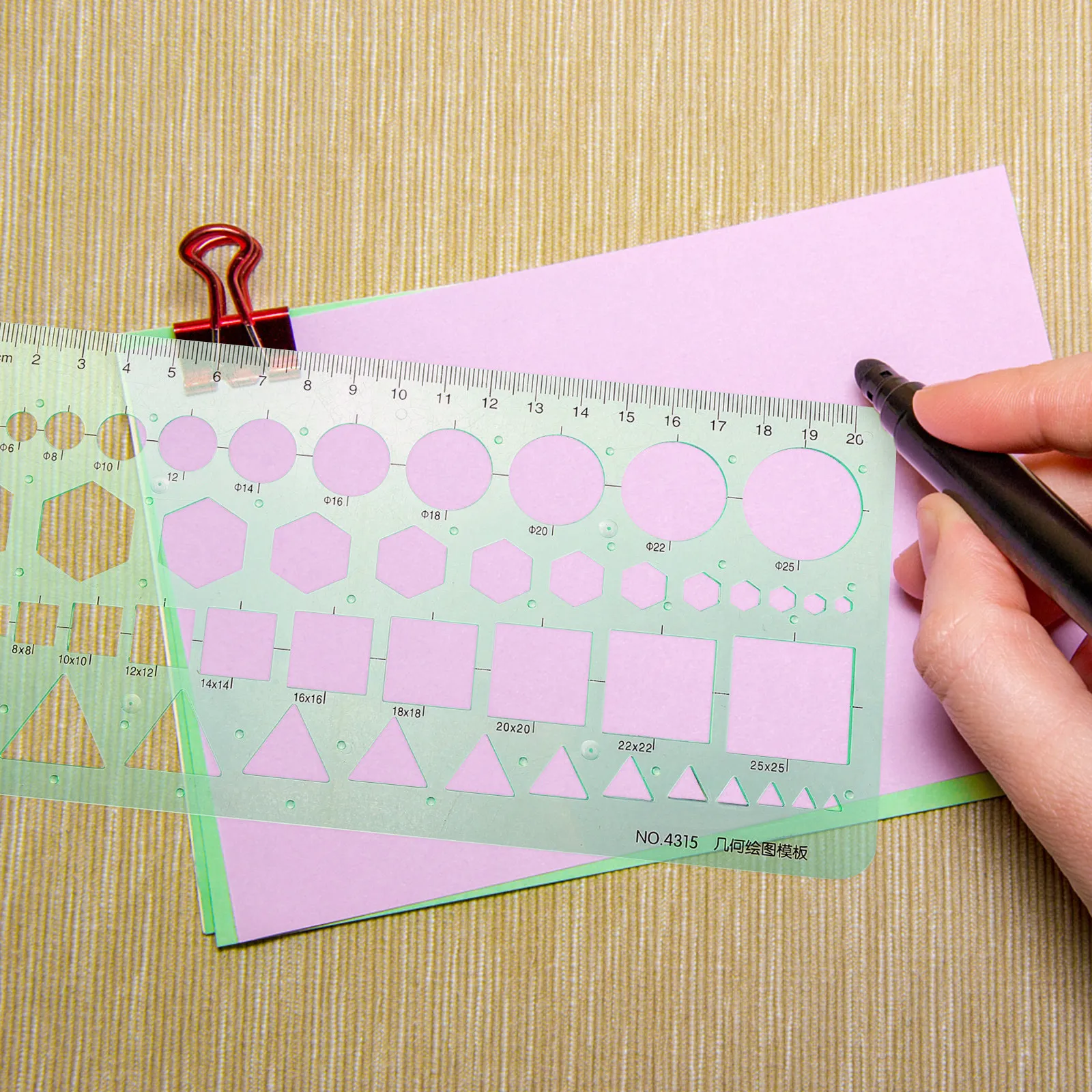 2Pcs Circular Drawing Template Ruler Plastic Geometric Stencil for Architecture Students Engineering Drafting Measuring Tool