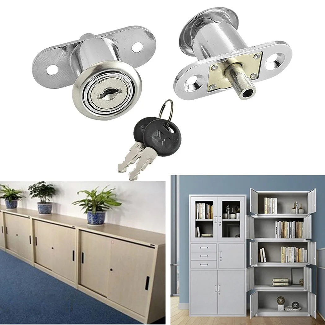 Zinc Alloy Security Lock For Sliding Cabinet Doors 19mm X 24mm Cylinder No Drilling Installation Zinc Alloy Security