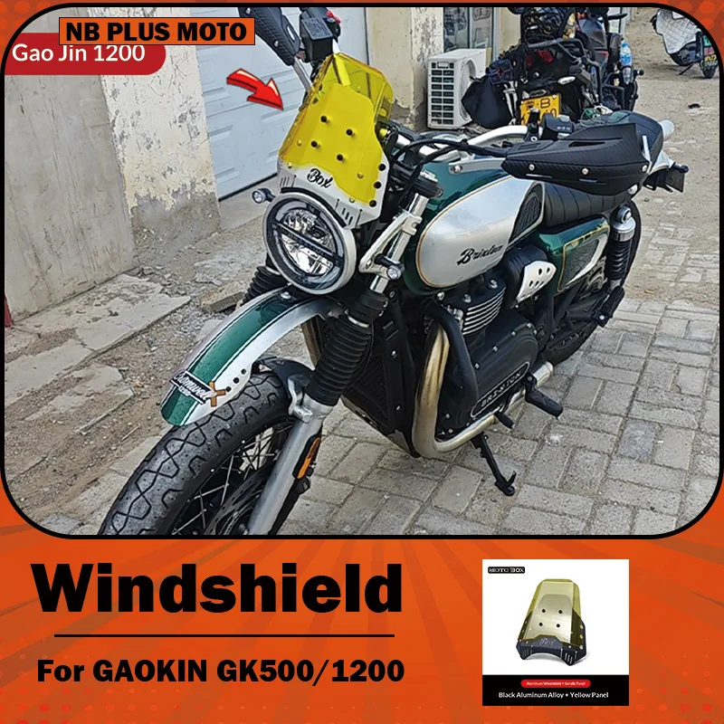 【Premium】For GAOKIN GK500/1200 Modified Aluminum Alloy Transparent Small Windshield Decorative Cover/Protective Shroud Accessory