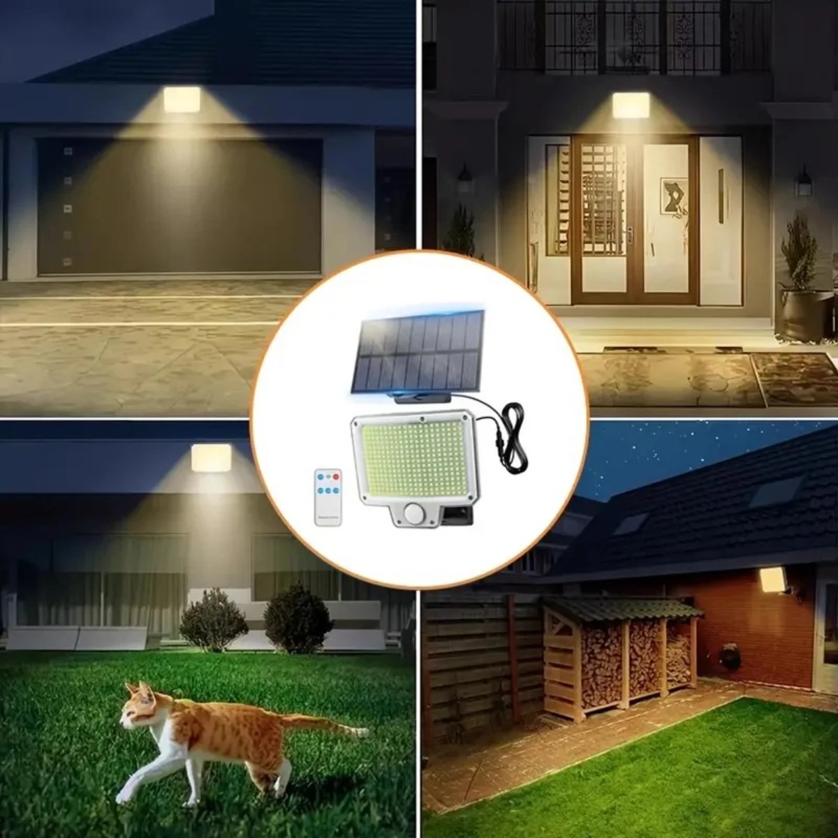 1/2PCS 300 LED Solar Lights Outdoor Motion Sensor with Remote 3 Modes Waterproof Super Bright Solar Flood Lights for Yard Garden