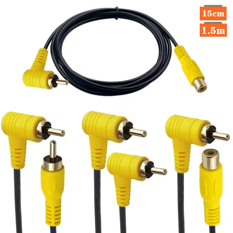 Gold-Plated Elbow RCA Cable, Lotus Male Female Extension, Lotus AV Video Cable, Projector Connection Cable, Audio Cable