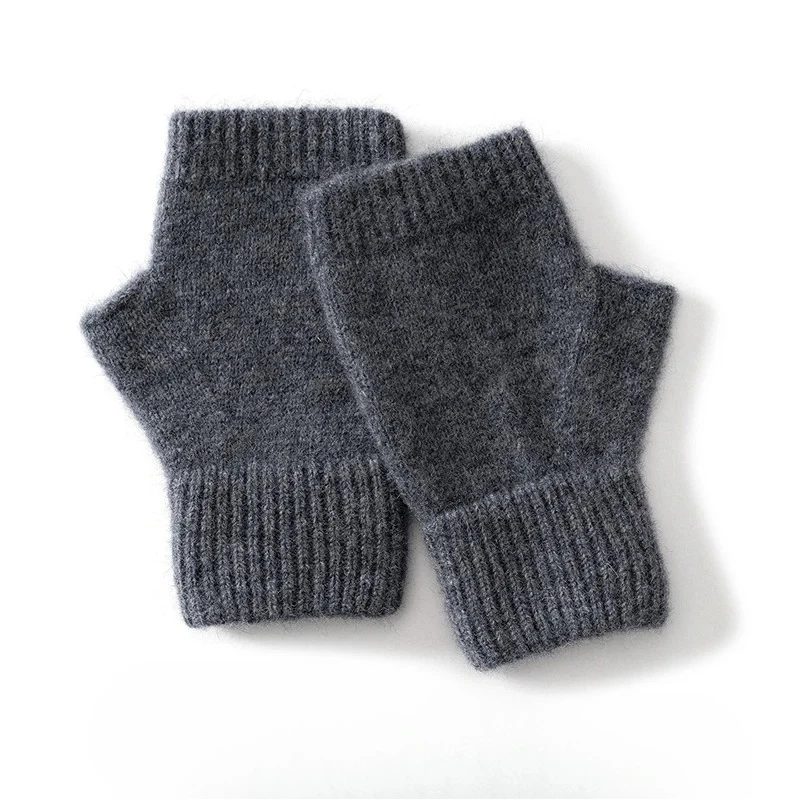 Manoplas de lana merina 100% para mujer, guantes tejidos de 15cm, guantes térmicos, manoplas alargadas para medio dedo, calentadores de brazos