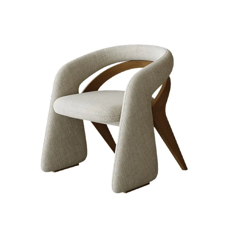 //Light Luxury Nordic Solid Wood Dining Chair Set Modern Upholstered Armrest Chair For Restaurant Hotel And Living Room