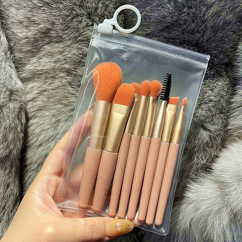 Ensemble de pinceaux de maquillage souples portables, mini brosses de voyage, ombre à barrage, fond de teint, poudre, cils, correcteur Jules, 8 pièces