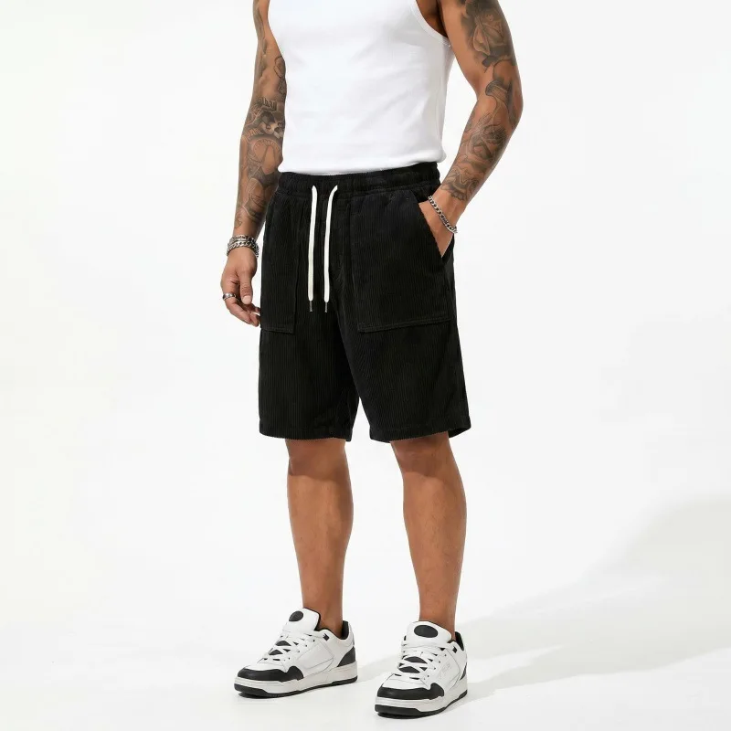 2026 New Men's Retro Corduroy Casual Shorts Men Fashion Solid Sweatpants Harajuku Corduroy Short Pants New Men Clothing Roupas
