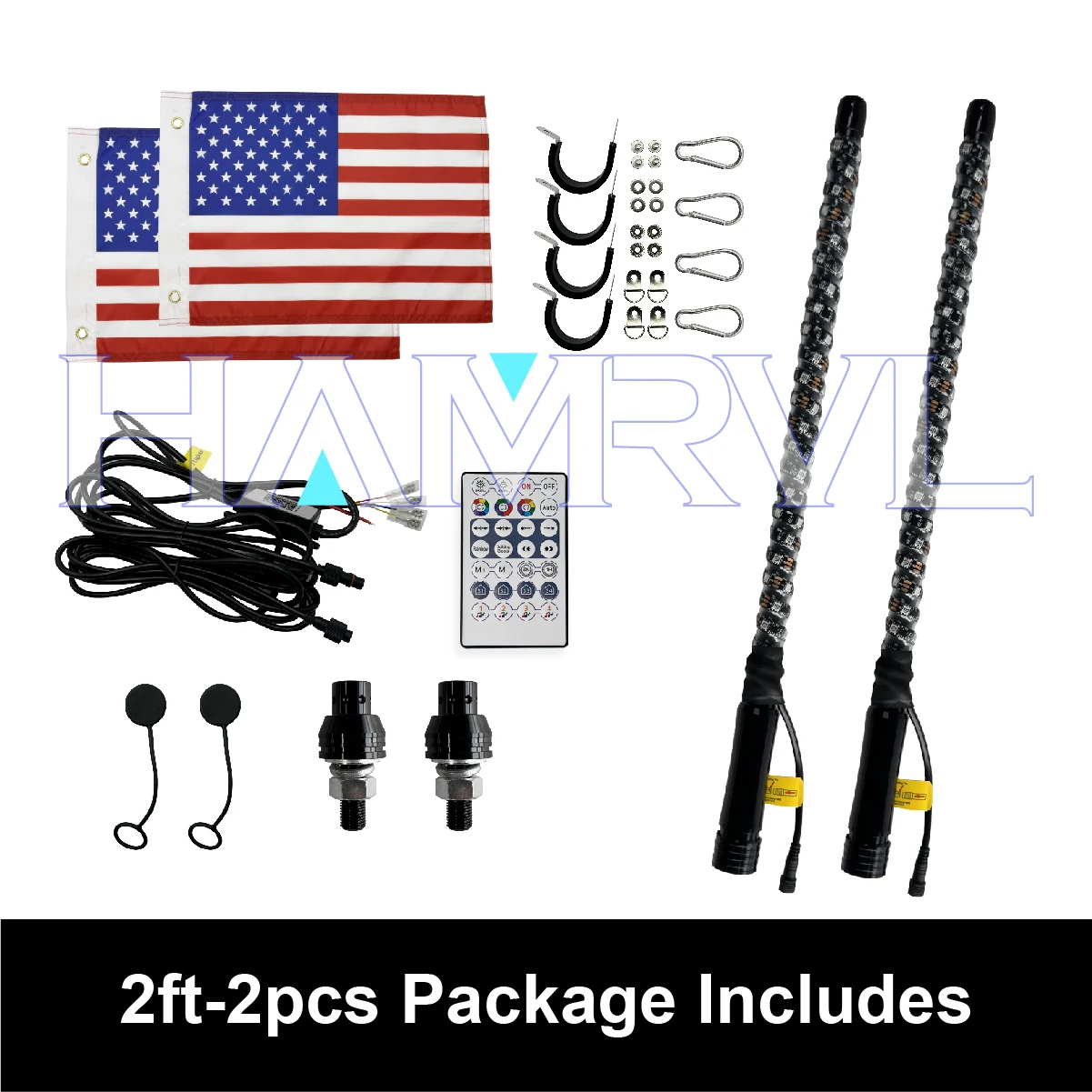 2/3FT LED Whip Light RGB Waterproof Multi-Color Flagpole Lamp Bowlight for Offroad Sand Rails/Buggies, SxS, ATV/UTV,RZR,Trucks