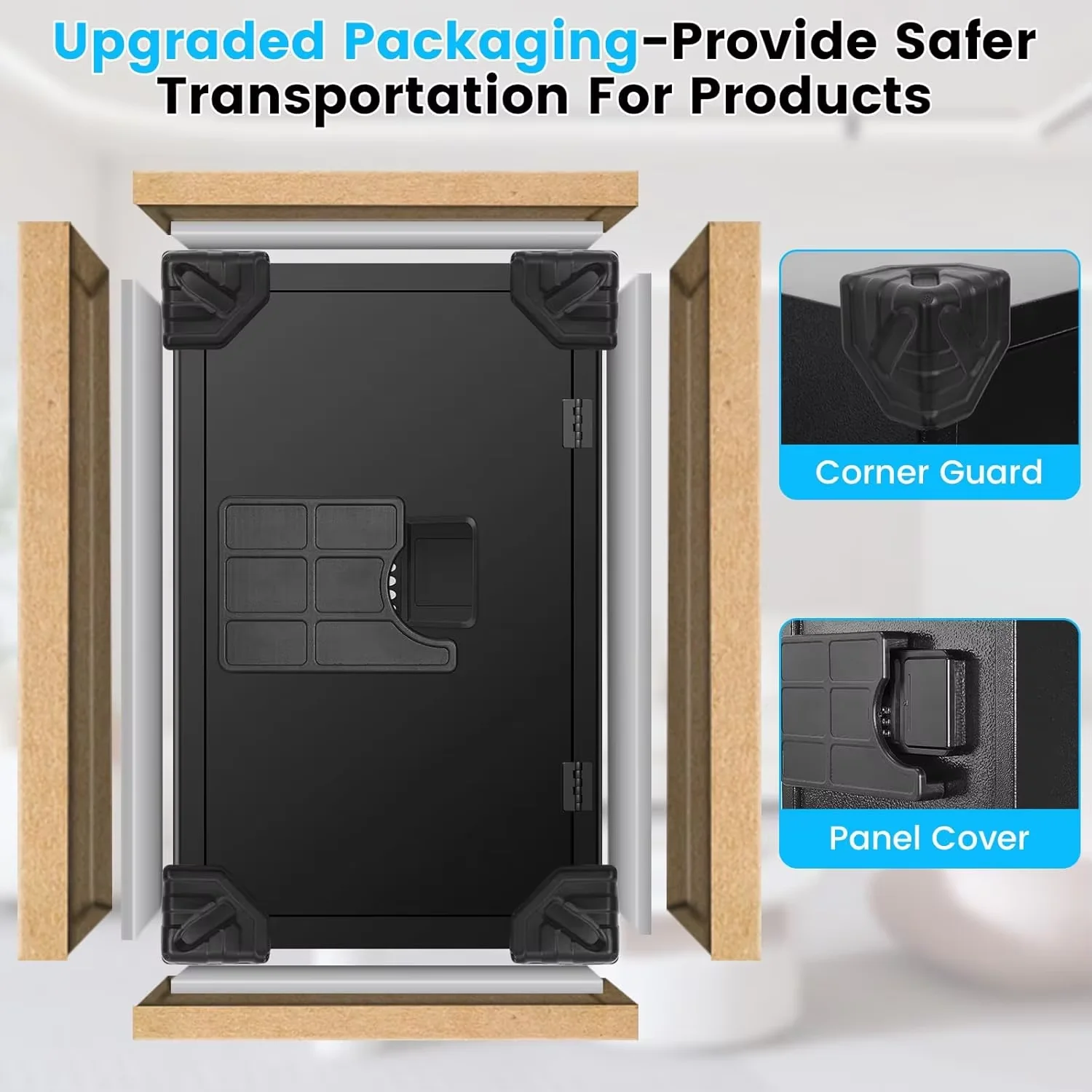 6.0 خزائن منزلية كبيرة مكعبة مقاومة للماء ومقاومة للحريق، صندوق أمان مضاد للسرقة مع نظام إنذار، مفتاح احتياطي، وظيفة كتم الصوت وقابل للإزالة #3