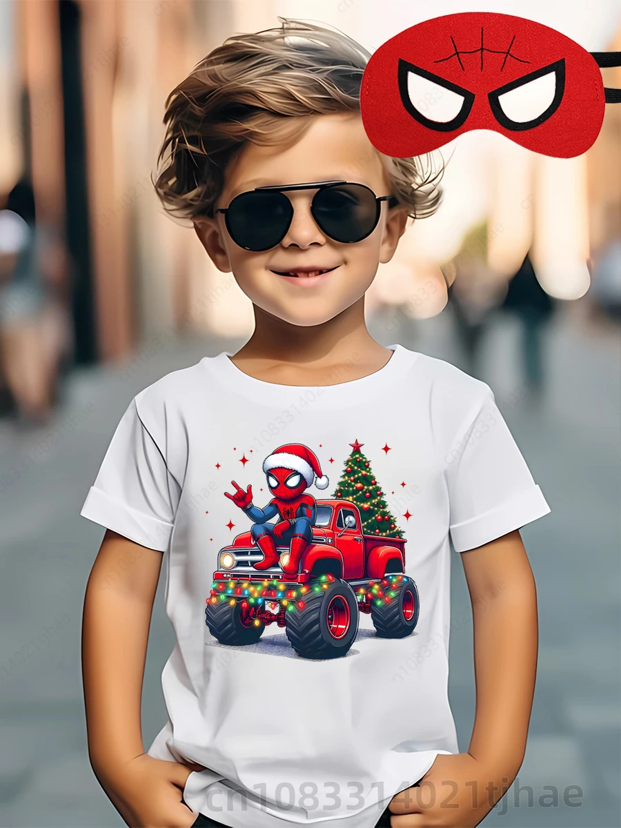 

Merry Christmas Marvel Spiderman Iron Man T-shirts for Kids Party Tshirts for Babys Birthday Party T-Shirt for Boys T shirts