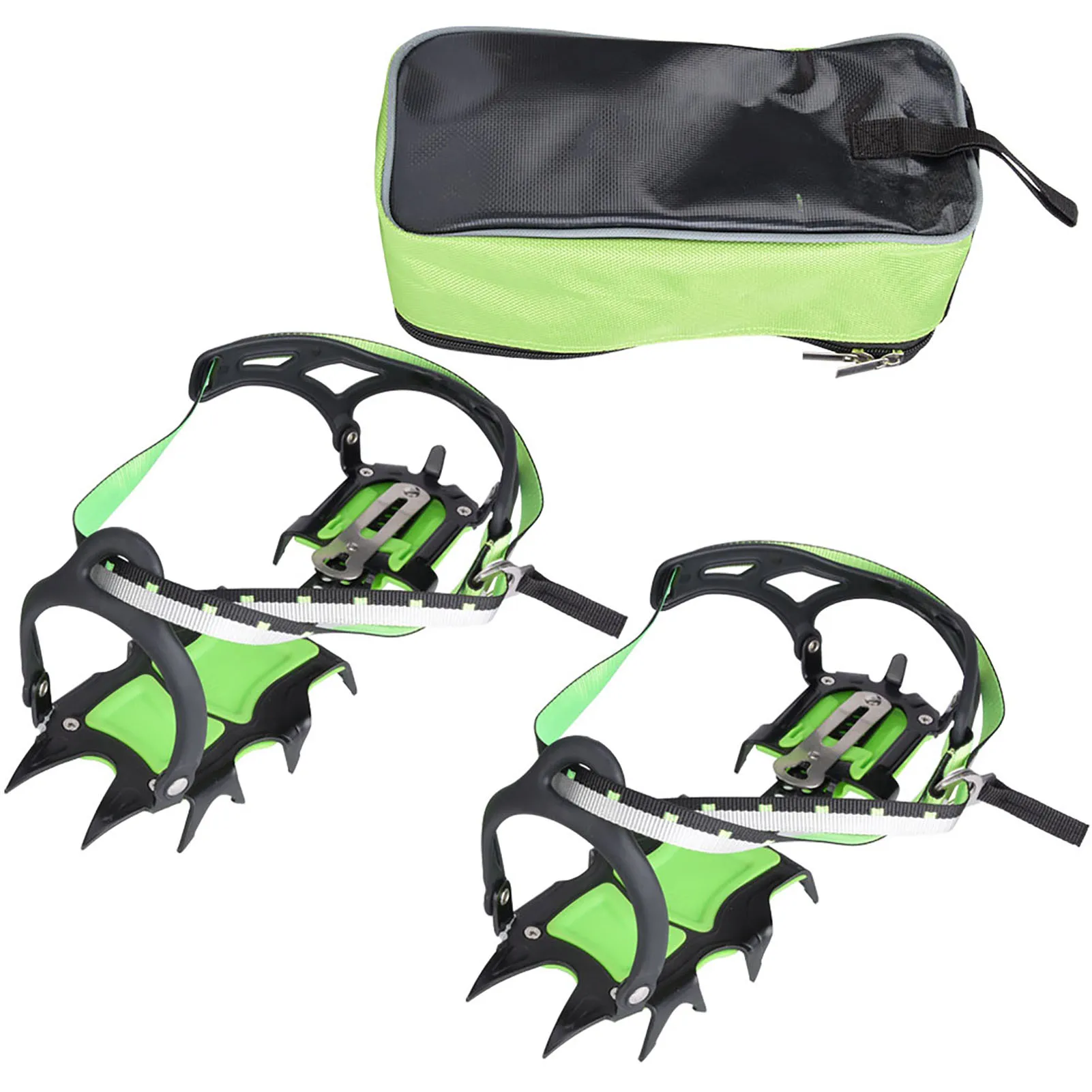 Crampones de hielo de 14 dientes, empuñaduras de zapatos antideslizantes, tacos para nieve al aire libre, senderismo, escalada