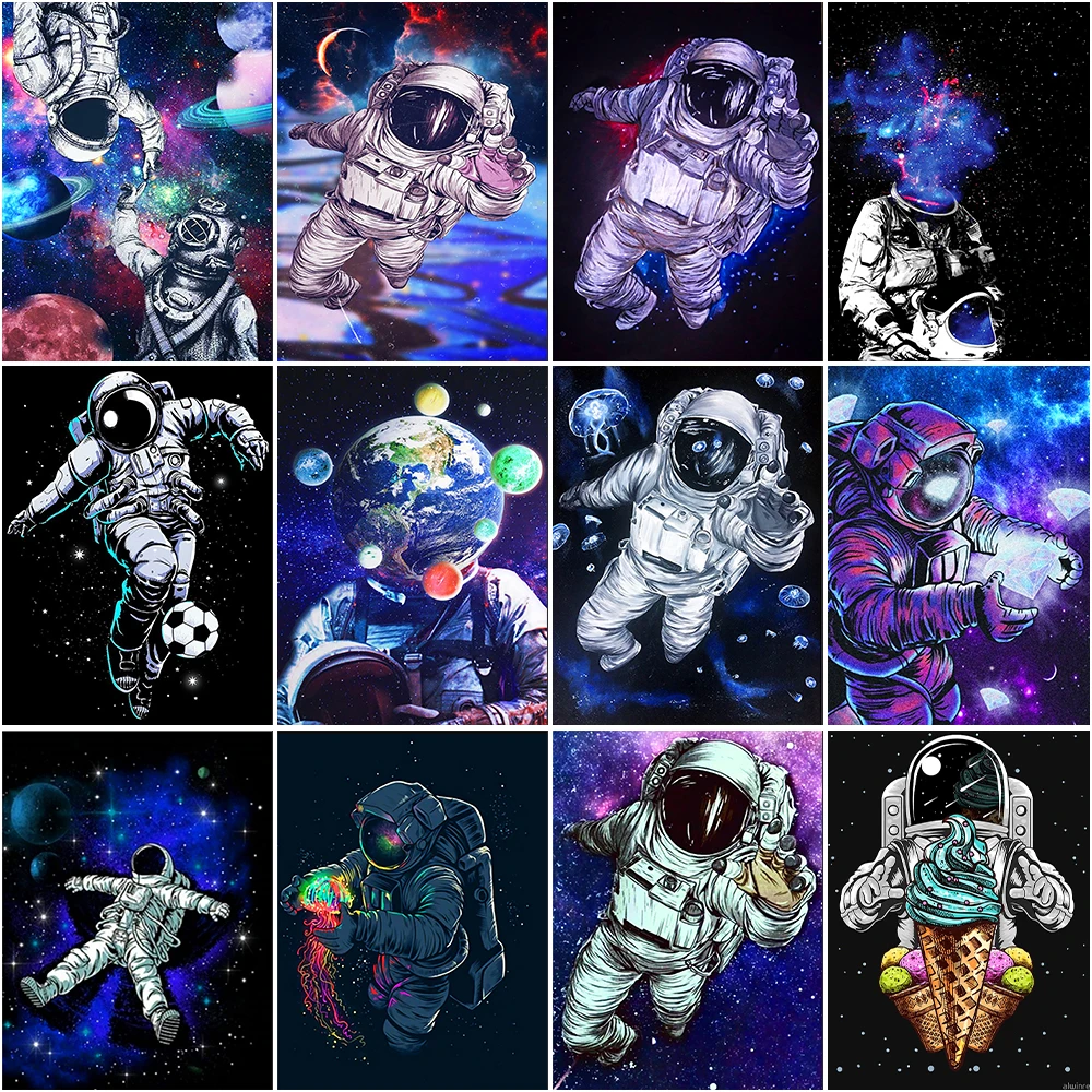 

Portrait 5D Diamond Painting Space Astronaut Landscape Diamond Painting Inlaid with Diamonds Embroidery Painting Home Decoration