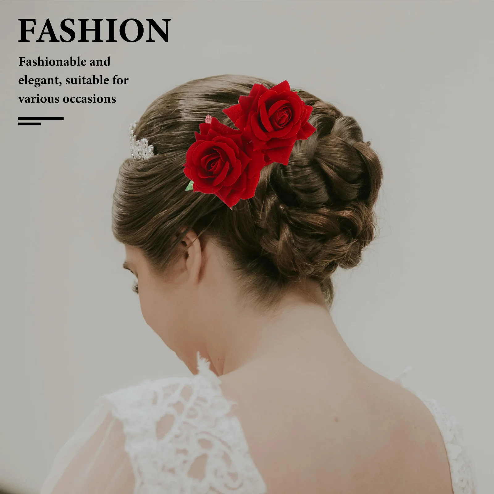 

2pcs Rose Comb Fabric Clip Bridal Wedding Hair Comb Accessories Wedding Party Flower Elegant Fashionable Styling Aid
