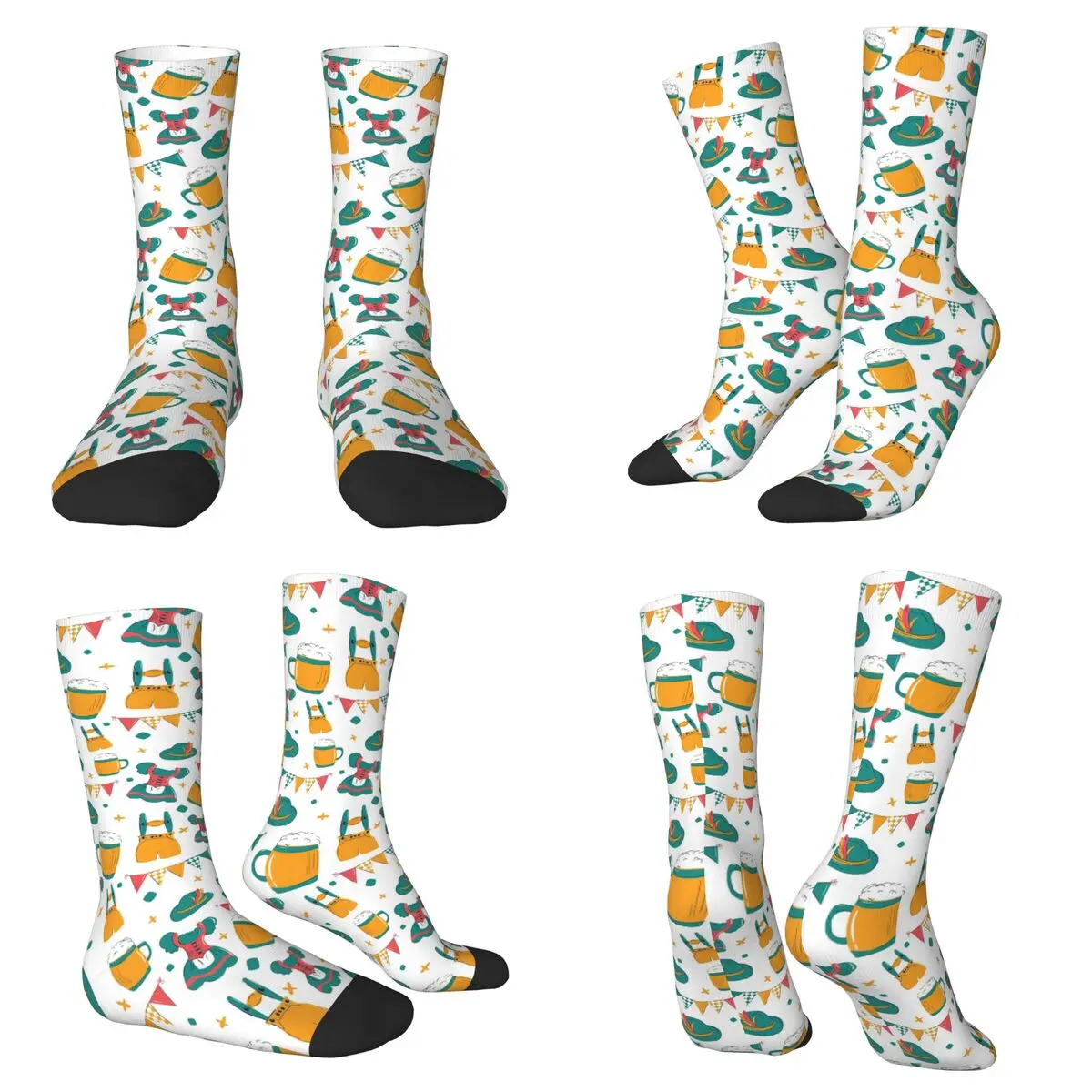 

Носки с узором в стиле Октоберфеста в Мюнхене, впитывающие пот носки в стиле Харадзюку, всесезонные длинные носки унисекс, подарки на День святого Валентина