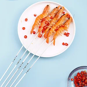 Edelstahl -Grillspieße, Aufbewahrungsrohr, wiederverwendbare Grillnadel, flache Kebab -Stick -Metall, Campingwerkzeuge im Freien, Campingwerkzeuge im Freien 10 Hauptverkäufe Edelstahl aus TIG - №7