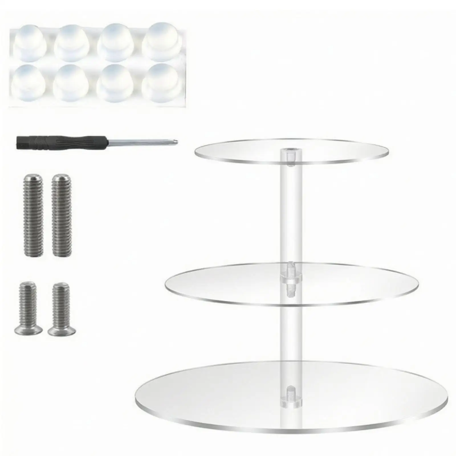 Three-Tier Acrylic Display Riser Clear Acrylic Display Stand Transparent for Party Planners, Dessert Makers, Weddings,