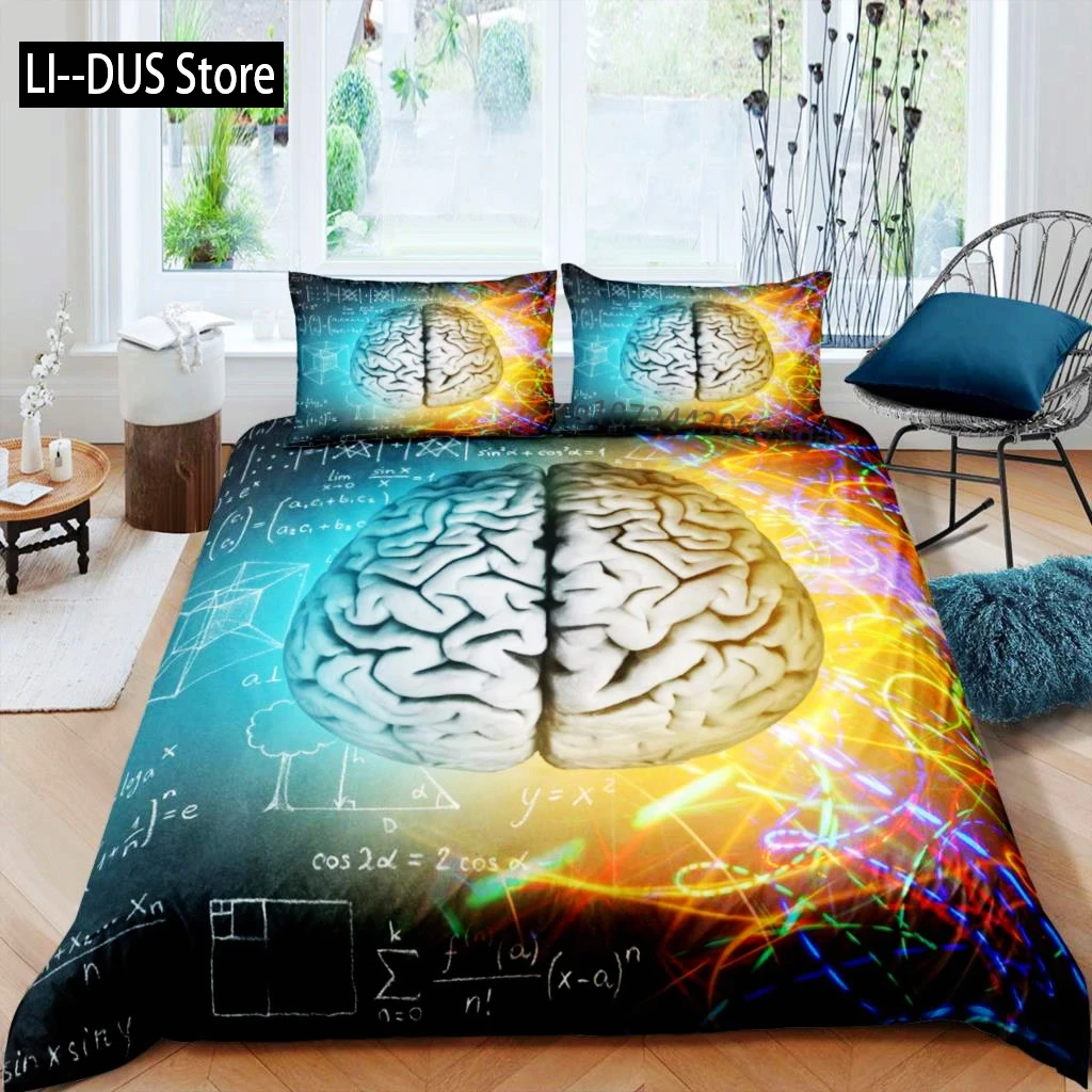 Set copripiumino per cervello umano per ragazzo bambino studenti microfibra musica arte copripiumino decorazione matematica scienza soggetto set di biancheria da letto a tema
