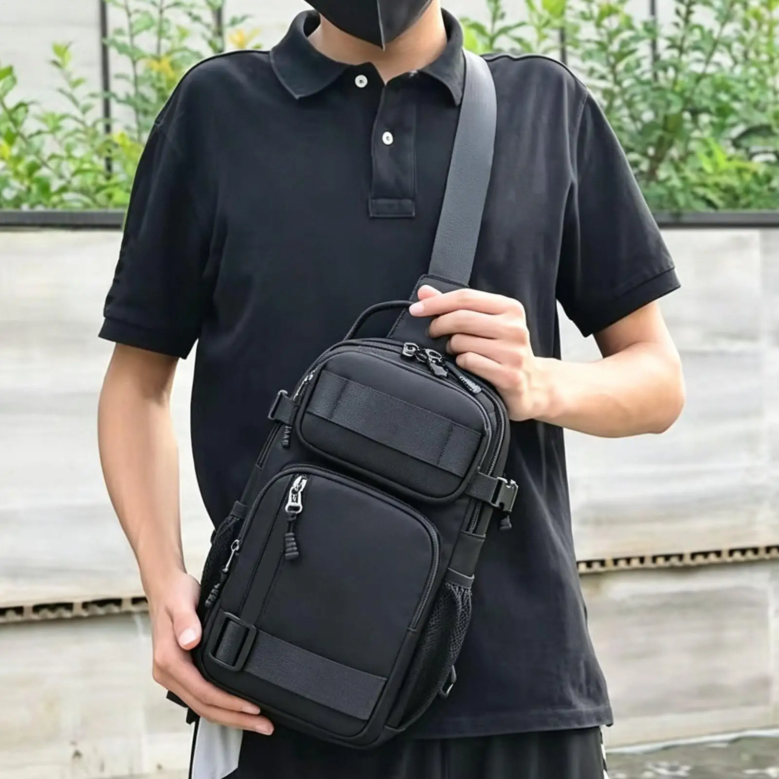 Body Bag For Men Oxford Cloth Casual Lightweight Multi-Pocket Over The Shoulder Bags For Commuter Cycling Gym Sports Hiking