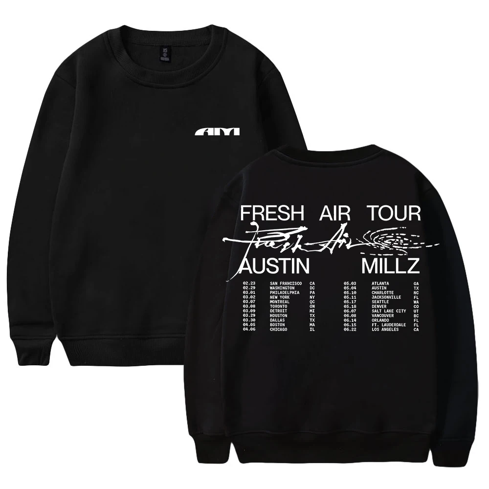 Austin Millz Fresh Air Tour 2024 Unisex Crewneck Long Sleeve Streetwear Women Men Sweatshirt Hip Hop Clothes