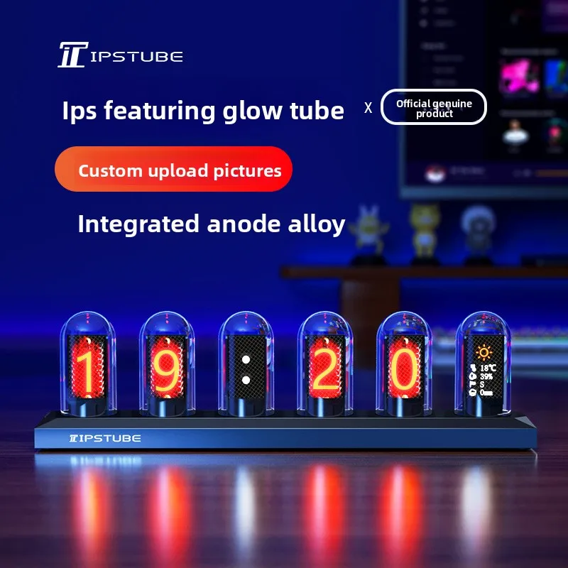IPS Glow Tube Clock Cyberpunk Computer Room Decoration Table RGB Gaming Desktop Decoration Digital Desk Clock Boyfriend Gift