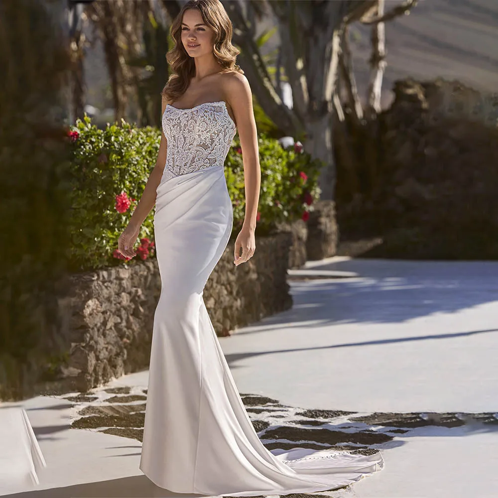 

Popular Sweetheart Lace Apllique Sheath/Mermaid Wedding Dresses Custom Made 2026 Vestido De Noival