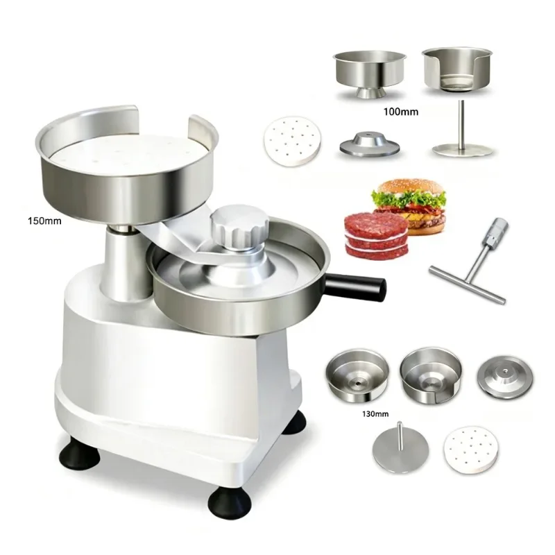 3-in-1 Burger Patty Maker Hamburger Beef Patty Maker with Convertible Mold Heavy Duty Stainless Steel Burger Press Machine