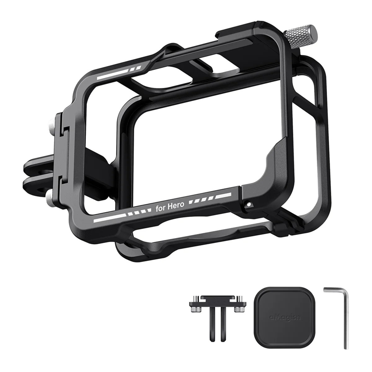 M85K New  Camera Metal Cage Cold Shoe Protective Case with Silicone Lens Cover for Hero 13/12/11/10/9