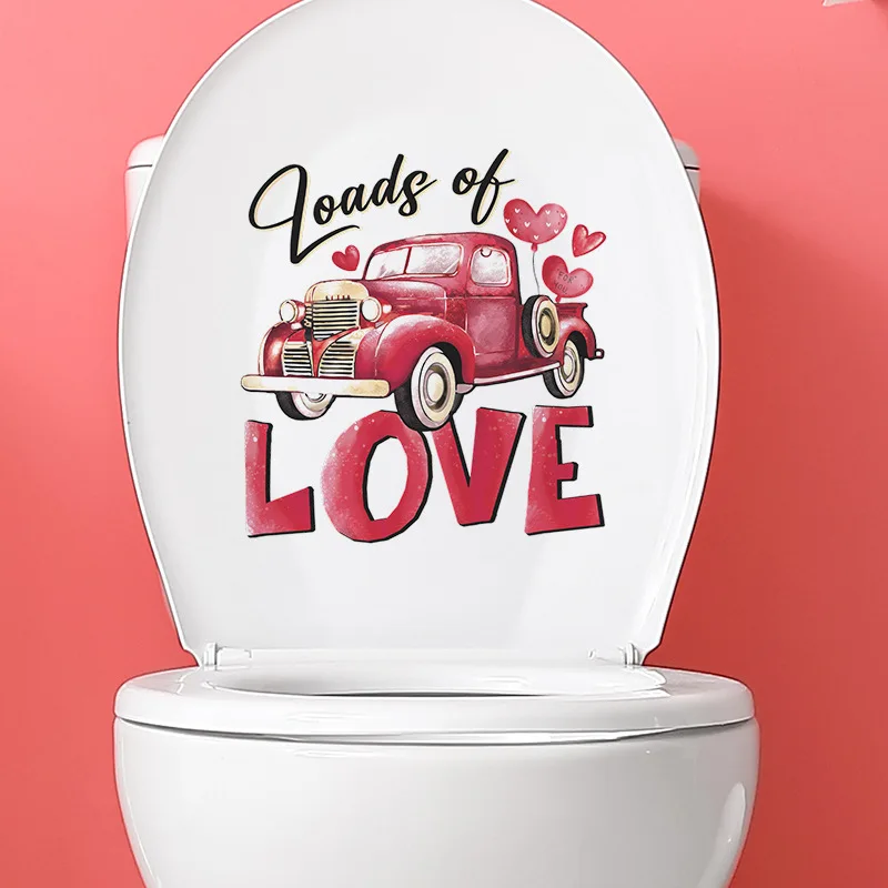 Love Wall Sticker for Happy Valentine's Day, Pink Car Toilet Sticker, Loads of Love Wall Stickers, Self-Adhesive