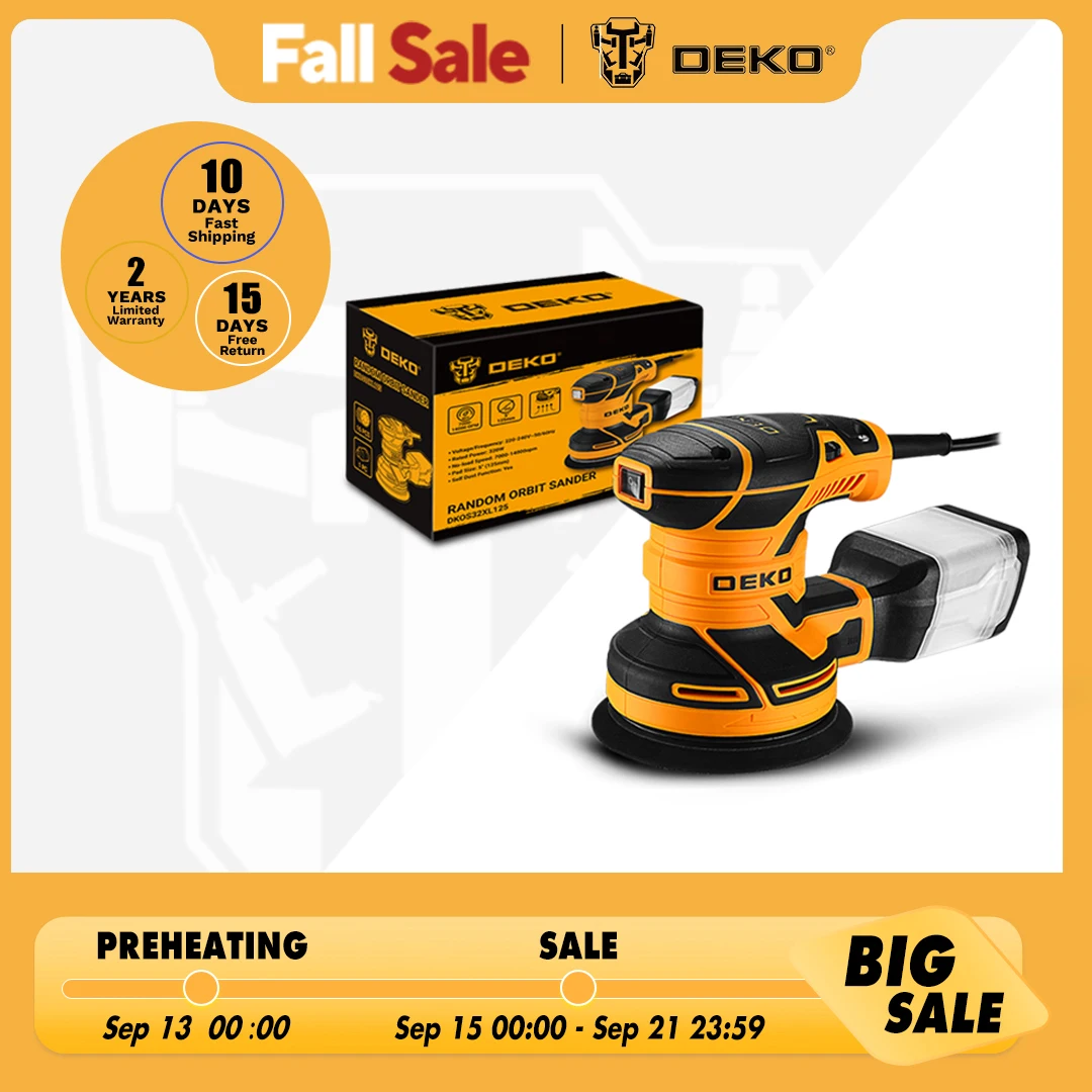 

DEKO DKOS32XL125 320W Speed 14000pm Random Orbit Sander Home DIY Carpenter Strong Dust Collection Polisher