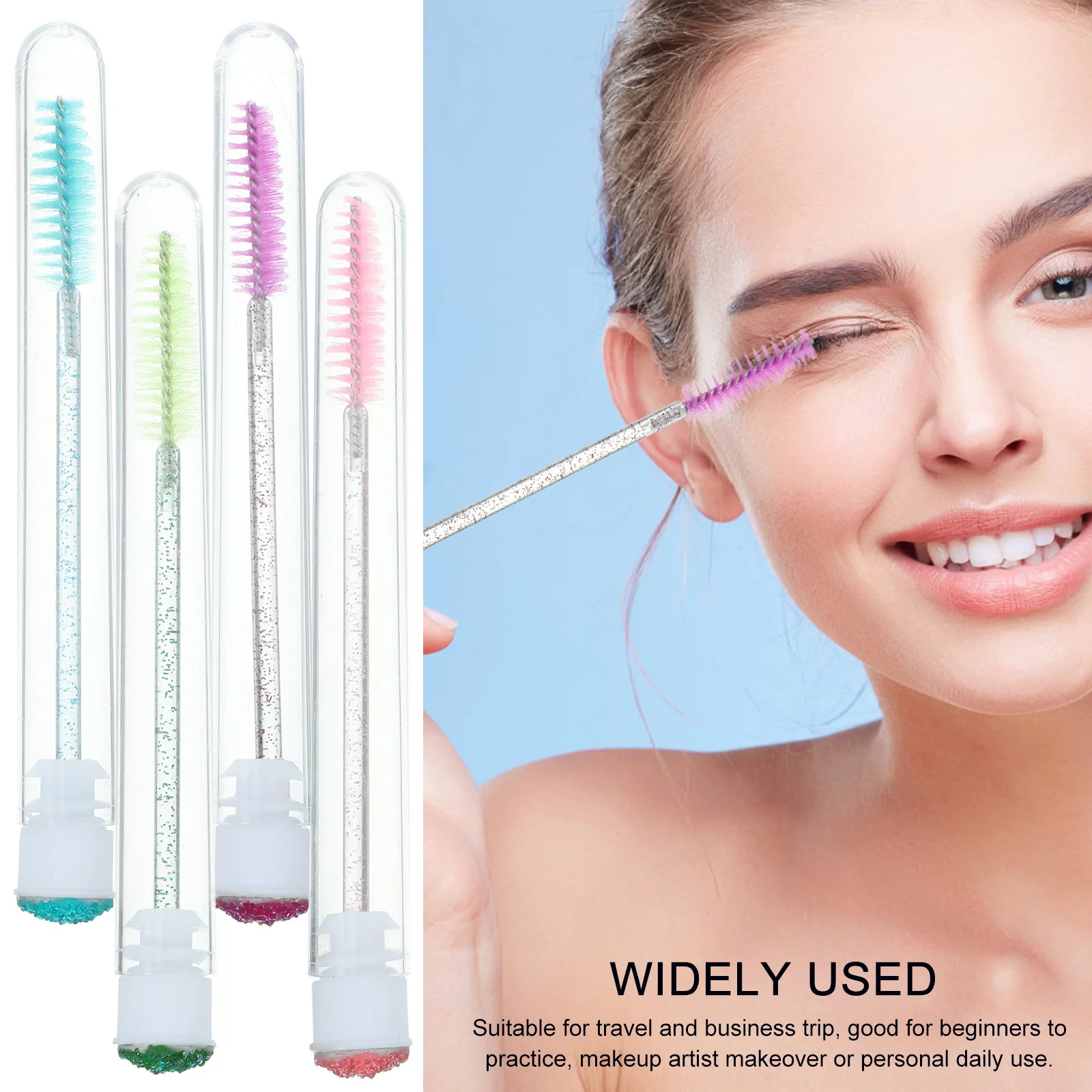 10 pezzi pennelli per mascara con asta di cristallo tubi applicatori per ciglia portatili trucco da viaggio pettine per ciglia pennello per sopracciglia