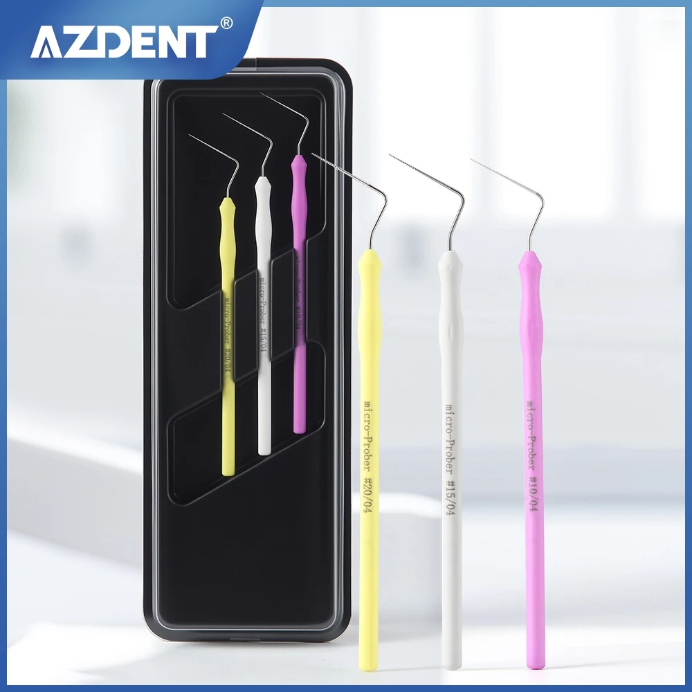 3 шт./компл. AZDENT стоматологический микротерапевтический прицел микропробер микроскопический эндодонтический напильник для лечения корневых каналов конус .04 # 10 # 15 # 20