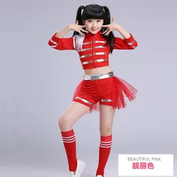 Children Sequins Jazz Dance Modern Cheerleading Hip Hop Costume for Kids Boy Girls Crop Top and Pant Performance Outfits Clothes