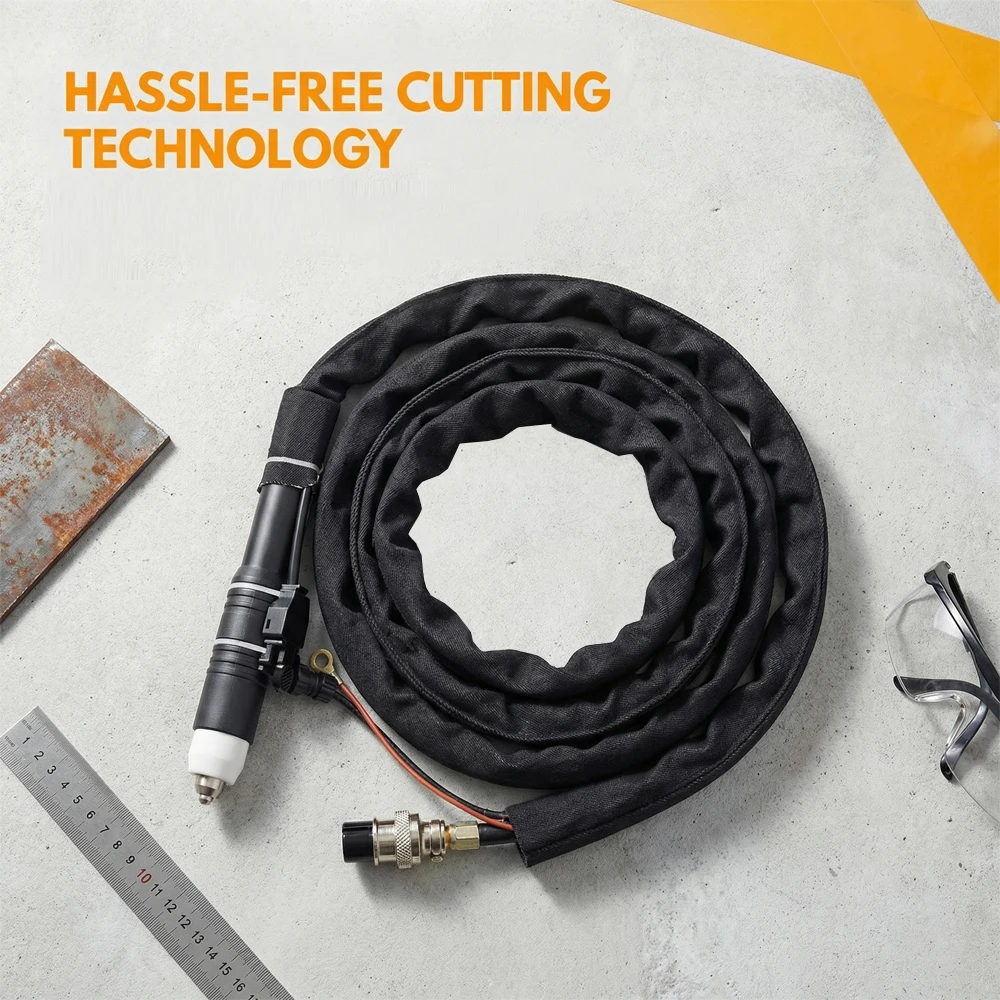 P80 Plasma Cutter Torch, 10FT/16FT/23FT Non-Touch Pilot Arc Black Straight Fit Plasma Cutter, DIY/Beginner Friendly