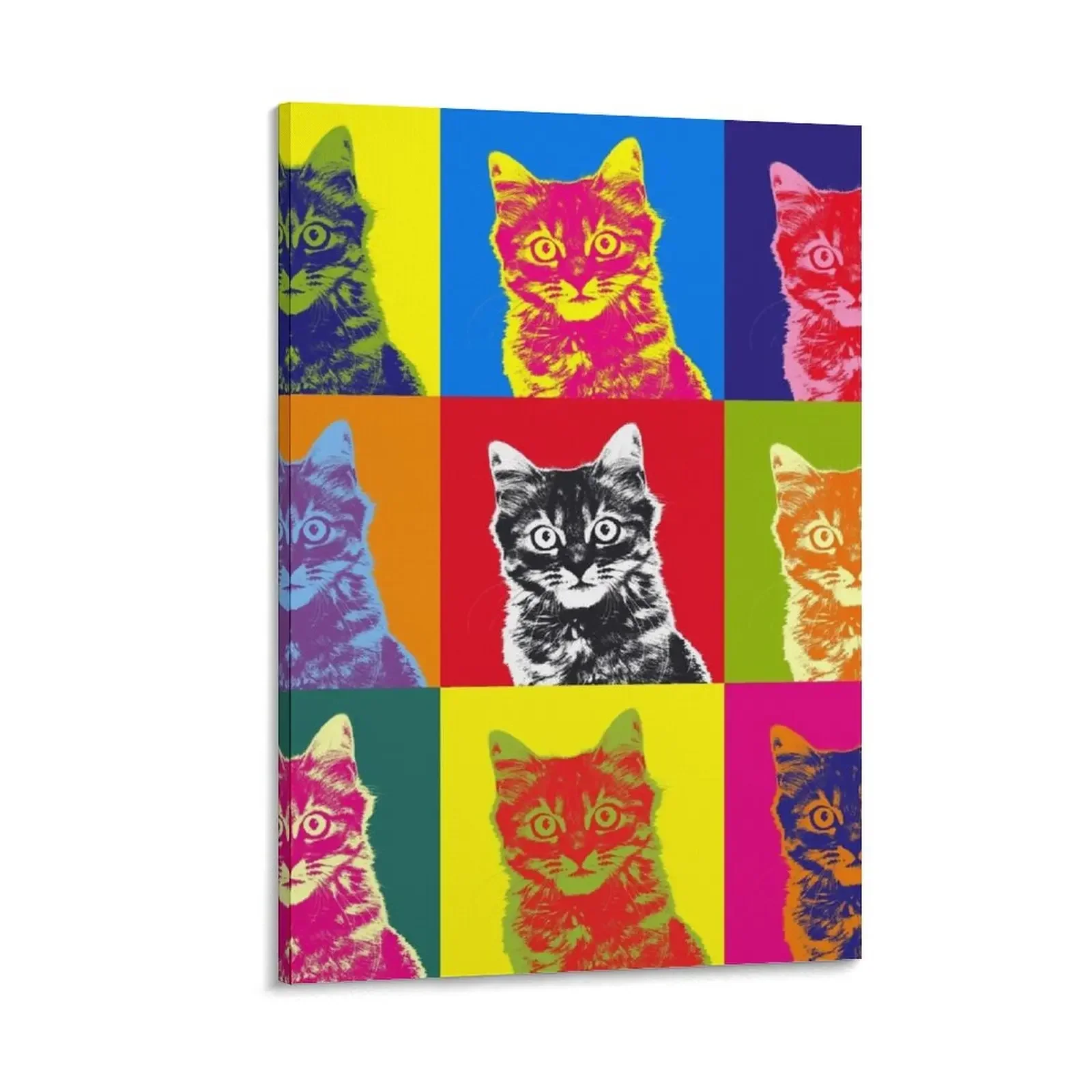 

Andy Warhol Colourful Cat Canvas Painting Picture on the wall anime poster decorative frames wall room room decors aesthetic