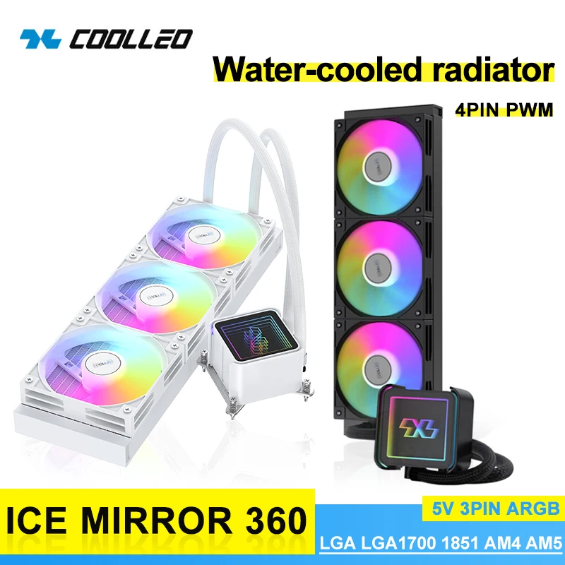 

COOLLEO Ice Mirror 360 All-in-one Water Cooling Radiator ARGB Divine Light Synchronization PC Water Cooler LGA1700 1851 AM4 AM5