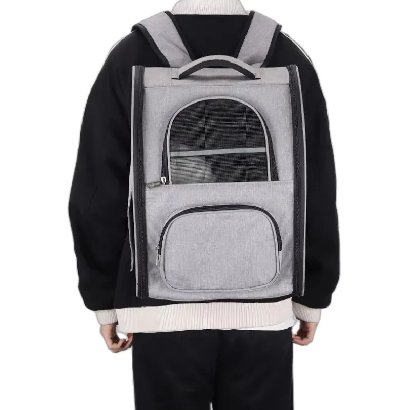 Oxford Premium Pet Strap Backpack Solid Pattern Portable Outdoor Large Zipper Foldable Breathable Dog Small Animal Bag