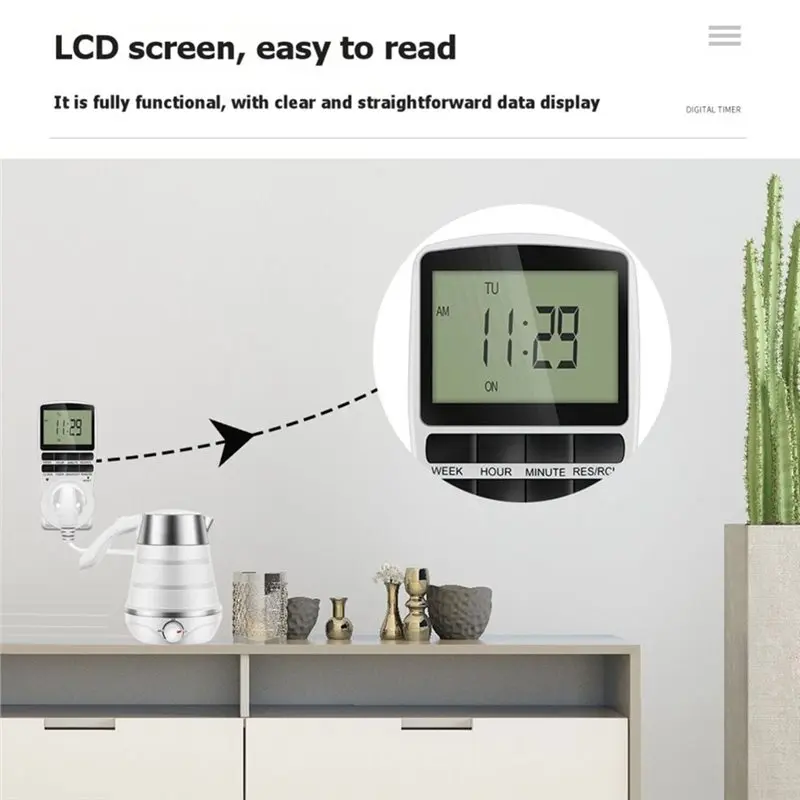 [NEWA08R】 Electronic Digital Timer Switch Socket Programmable Timing Control Shutter Power-Off Outlet Kitchen Timer Power Supply