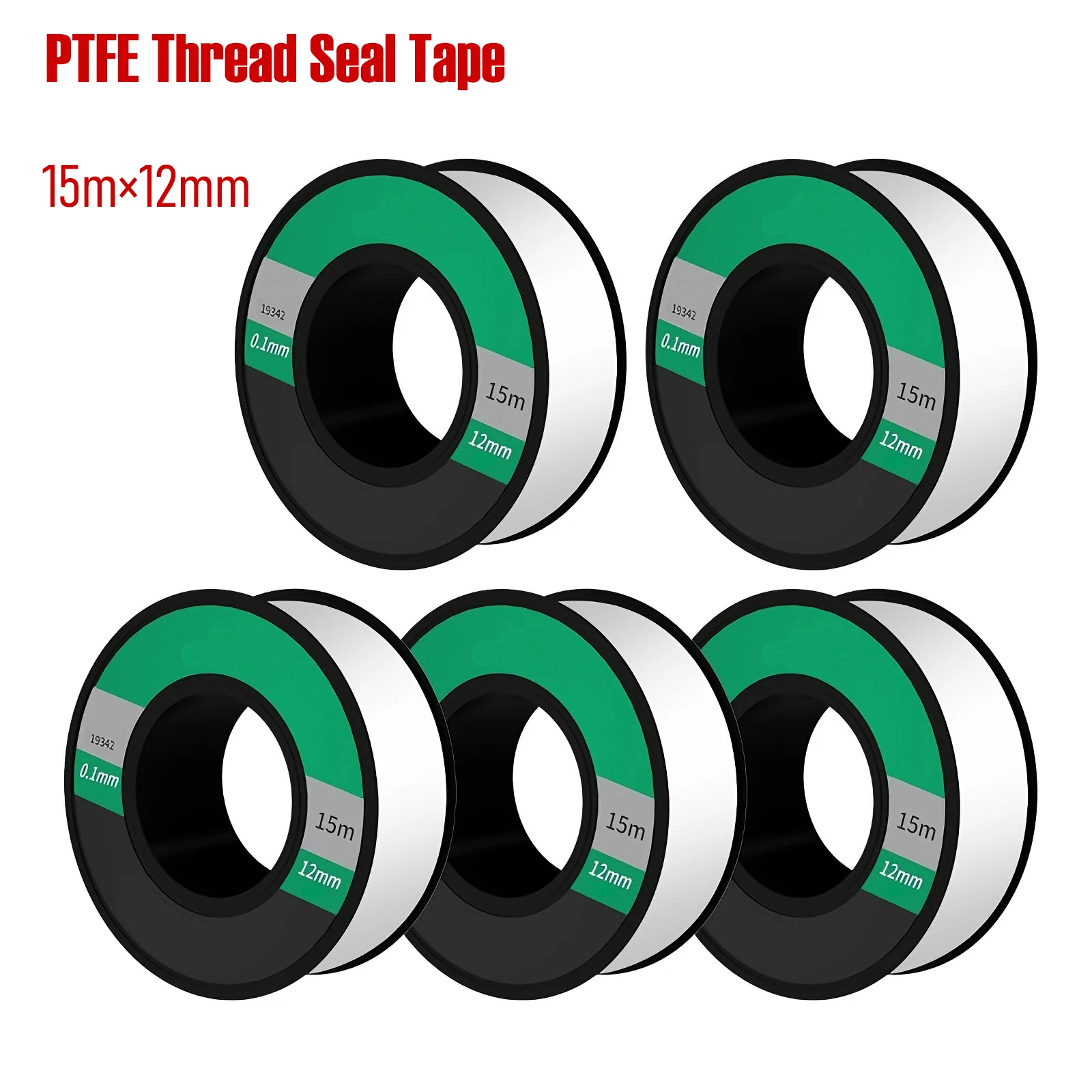 1/2/5 PCS PTFE Thread Seal Tape 15m*12mm White Waterproof Sealing Tape for Water Pipe Fitting Leak Proof Leakage Prevention