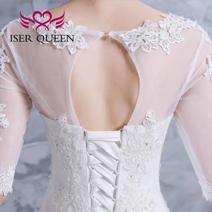 ที่กําหนดเองครึ่งแขน Slim Mermaid ชุดเจ้าสาวสําหรับงานแต่งงานลูกไม้ Appliques ประดับด้วยลูกปัด PLUS ขนาดชุดแต่งงานสําหรับผู้หญิง WD8002