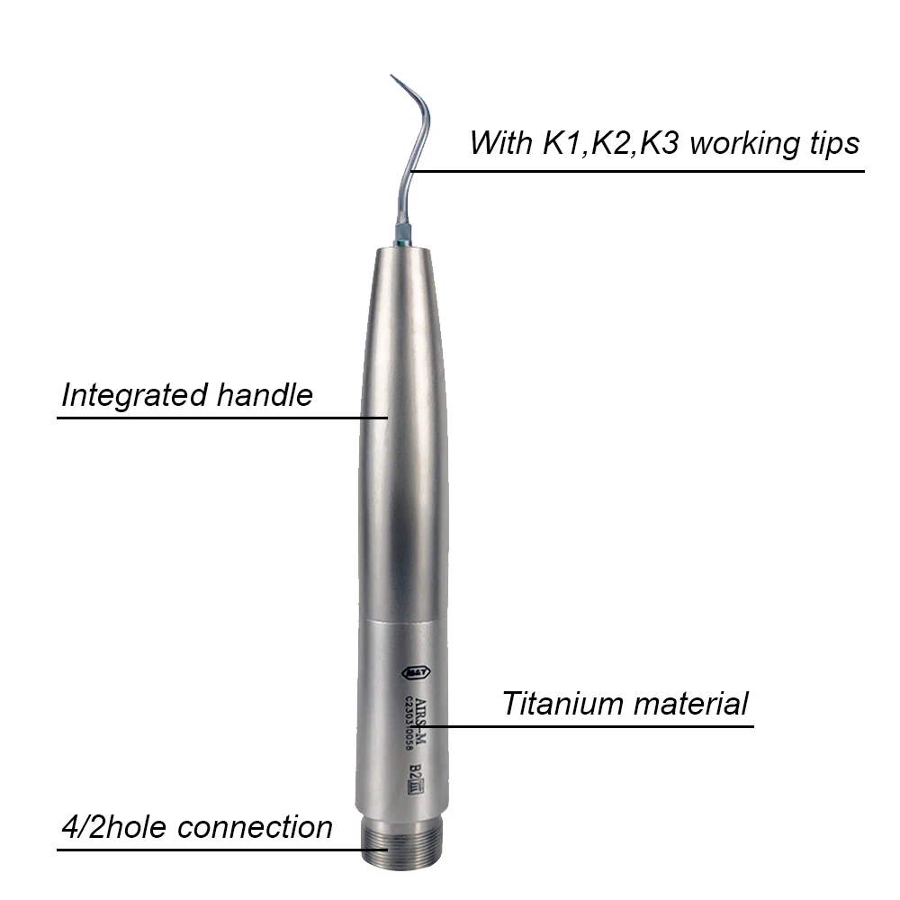 

Dental Ultrasonic Air Scaler with 3 Tips(k1,k2,k3) Scaling Handpiece Frequency Pneumatic Scaler 2/4 Holes Teeth Cheaning tools
