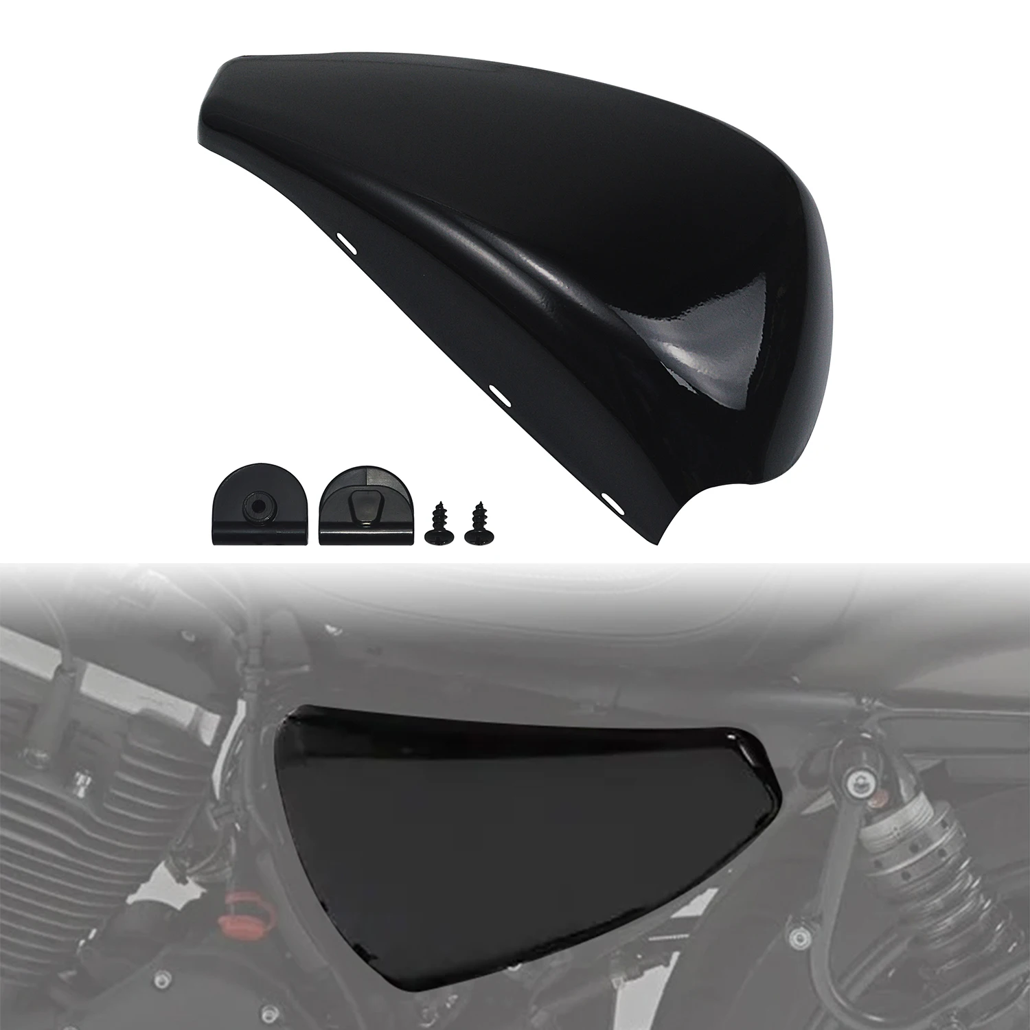 

Motorcycle Side Battery Fairing Cover Left Guard Gloss Black For Harley Sportster XL Iron 883 1200 48 72 Custom 2004-2013 14-22
