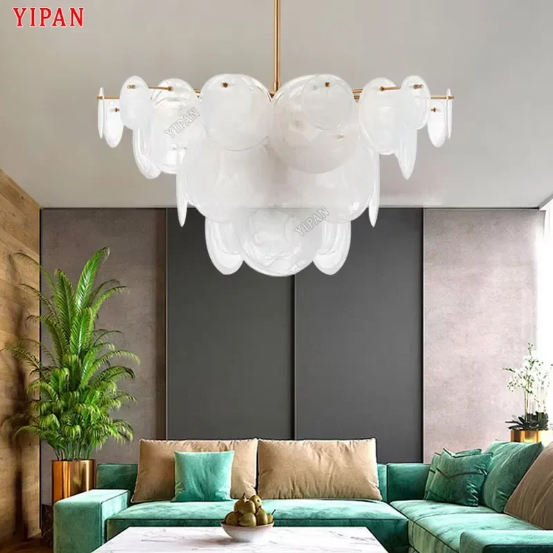 Art Deco Murano Glass Chandelier LED Pendant Light for Luxury Hotel Restaurant Living Room Modern Ceiling Lamp Fixture Decor